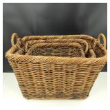 Set of 3 Large Nesting Wicker Baskets