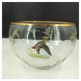 MCM Ned Smith Gold Trim Punch Bowl Hand Painted