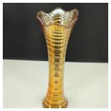 VTG Marigold Carnival Glass Ripple Swung Vase