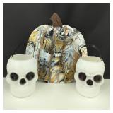 A.J. Renzi Blow Mold Skeleton Buckets & Pumkin Art