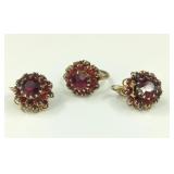 Vintage Sarah Coventry Ruby Red Earrings & Ring