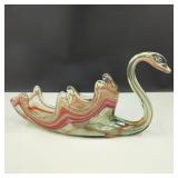 VTG Art Glass Swan Figurine Bowl