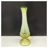 VTG Fenton Vaseline Glass Opalescent Hobnail Vase