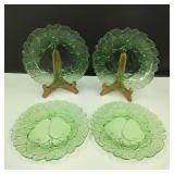 4 Vintage Sweet Pear Uranium Glass Plates