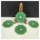 4 Mini Green Akro Agate Plates