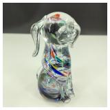 VTG Murano Style Hand-Blown Glass Dog Paperweight