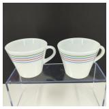 MCM Pyrex Spectrum Striped Opal Glass Teacups