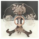 VTG Paden City Peacock & Rose Platter with Handle