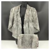 Vtg Waldes USA Silver Fox Stole & Purse/Muff