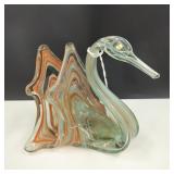 Vtg Art Glass Blown Swan Napkin/Mail Holder