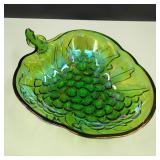 Vintage Green Iridescent Glass Carnival Bowl