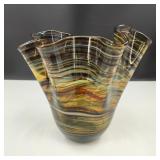 Ruffled Handkerchief Hand Blown Glass Vase