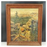 Large Framed Vintage Oil Painting