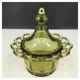 VTG Green Imperial Glass Candy Dish-Circus Top Lid