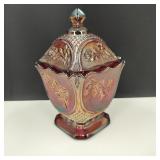 VTG MCM Rare Imperial Red Carnival Dish with Lid