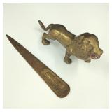 VTG-Solid Brass Lion & Antique Brass Letter Opener