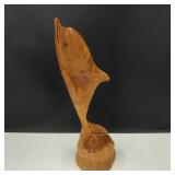Hand Carved Wooden Dolphin Sculpture