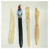 VTG Hand-Carved Bone, Wood, Plastic Letter Openers