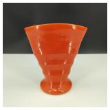Vintage Bauer Pottery Matt Carlton Orange Fan Vase