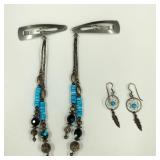 Sterling Silver & Turquoise Earrings & Hair Clips