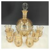 Mid-Century-Mod Decanter & 6 Shot Glasses