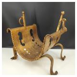Vintage Gilt Iron Fireplace Log Holder