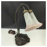 VTG Art Nouveau Lamp w/ Frosted Glass Lilly Shades