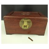 VTG Chinese Rosewood Jewelry Box w/ Brass Fittings