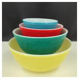 Vintage 4pc Primary Pyrex Nesting Mixing Bowls
