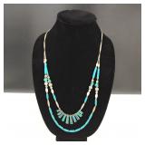 Silver & Turquoise Double Strand Necklace