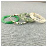 VTG Jadeite Jade & Cloisonne Enamel Bracelets