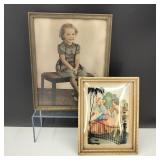 VTG Reverse-Painted Silhouette on Convex Glass +