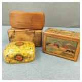 Vintage Wood Puzzle & Deco Trinket Boxes