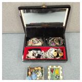 VTG Jewelry in Hand Painted Jewelry Box & More
