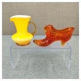 VTG Fenton Amberina Glass Hobnail Cathead Shoe +