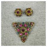 VTG Selini Austrian Lights Brooch/Earrings