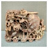 VTG Chinese Hand-Carved Soapstone Double Vase