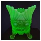 VTG Mosser Glass Eye Winker Spooner Vaseline Glass