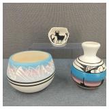 VTG Navajo Stoneware Pottery Hand Etched/Painted