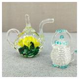 VTG Hand-Blown Joe St. Clair Teapot Paperweight +