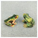 Rucinni Hand-Painted Metal Frog Trinket Boxes