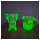 VTG Boyd Art Vaseline Glass Toothpick Holder Plus