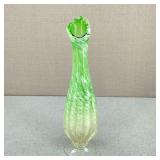 VTG MCM Hand Stretched Green Swung Glass Vase