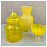 VTG MCM Footed Bowl Vase & Glass Container