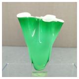 VTG MCM Wales Glass Handkerchief Edge Vase