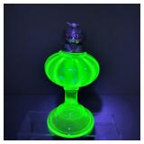 Vintage Vaseline/Uranium Glass Oil Lamp