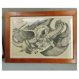 VTG Original Art Drawing Signed by Shane Slayer