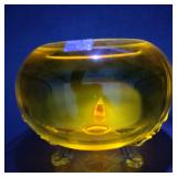 VTG MCM Viking Manganese Glass Flowerlite Bowl