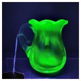 Vintage Pilgram Vaseline Glass Mini Pitcher