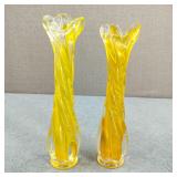 VTG Hand Blown Murano-Style Swung Glass Bud Vases